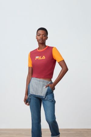 FILA Anna Crop Tee Shirts Red,Womens Clothing | CA.GABZQI346